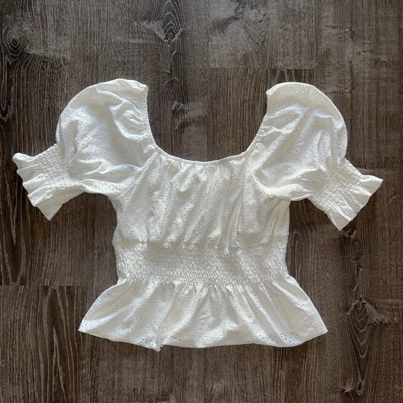 White Eyelet Puff Sleeve Top - Picture 1 of 1